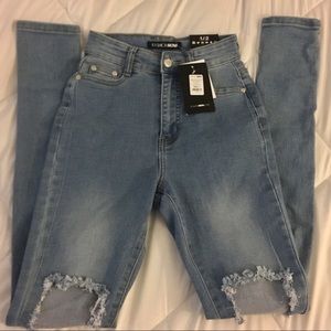 Fashion Nova Blue Dream High Rise Jeans.